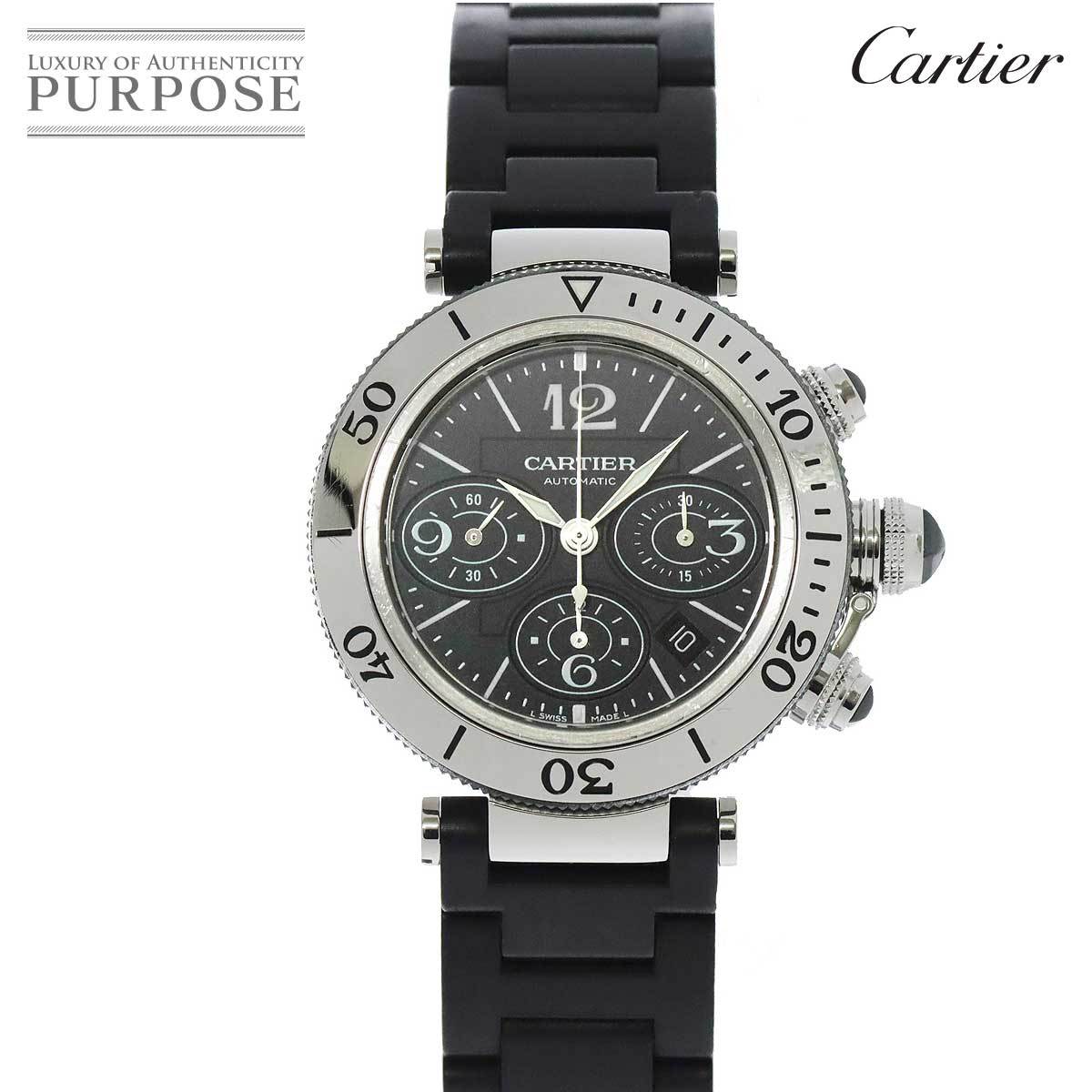 カルティエ Cartier パシャ シータイマー クロノグラフ W31088U2 メンズ 腕時計 デイト ラバー 自動巻き Pasha Seatimer 90181488