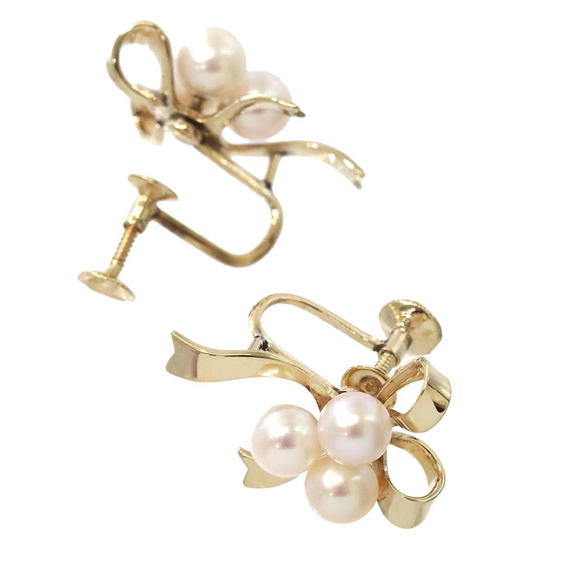 ミキモト MIKIMOTO アコヤ真珠 5.7-5.5mm イヤリング K14 YG イエロー