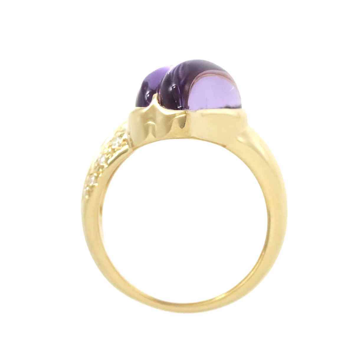 タサキ TASAKI 13号 リング アメジスト ダイヤ 0.06ct K18 YG イエローゴールド 750 田崎真珠 指輪 Amethyst Ring 90181634_画像4