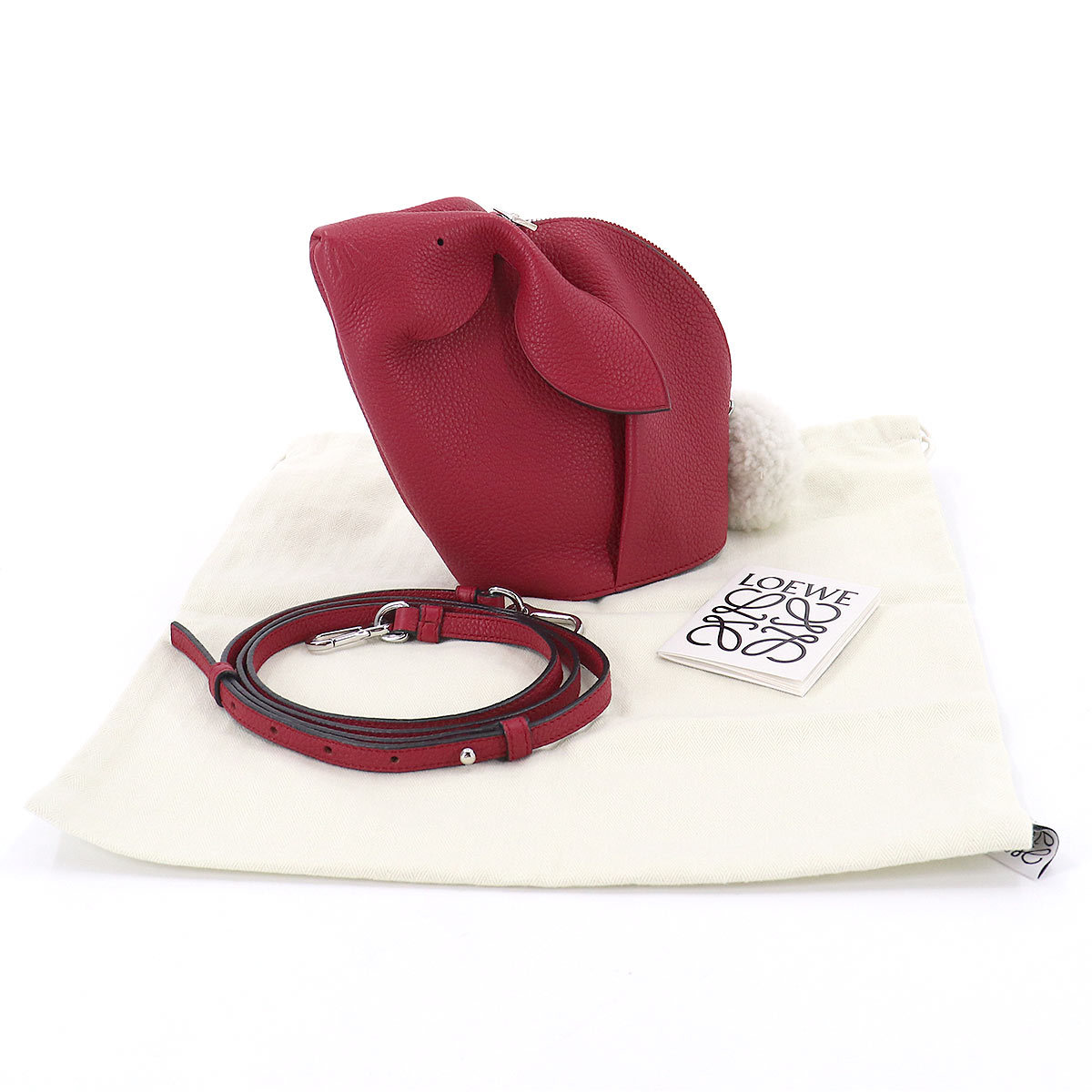未使用 展示品 ロエベ LOEWE バニー ショルダー バッグ レザー レッド