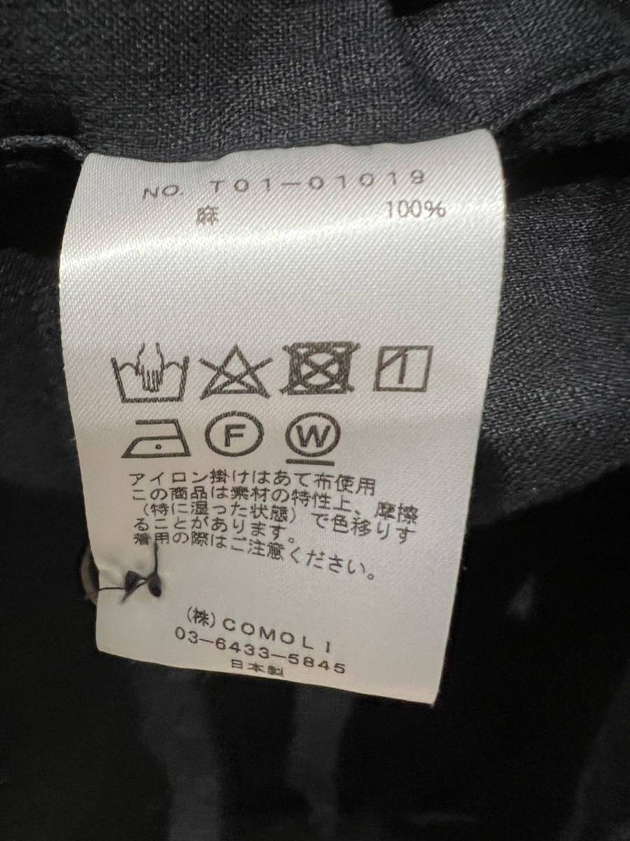21ss COMOLI リネンWクロス ジャケット 1 チャコール コモリ