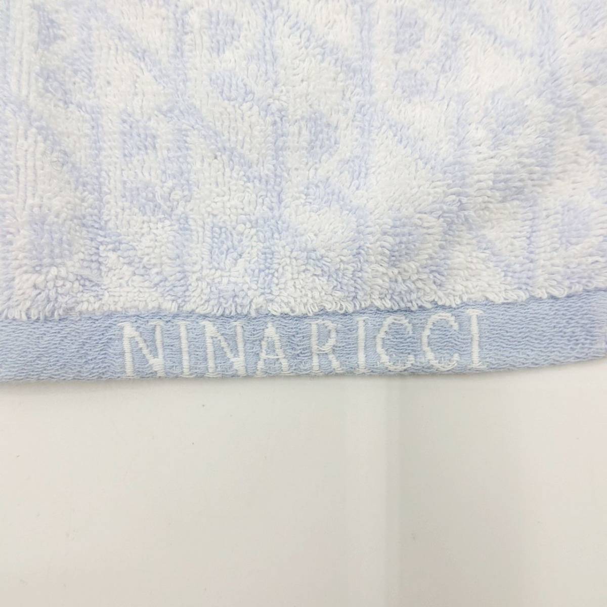 NINA RICCI ニナリッチ タオルハンカチ ハンドタオル ライトブルー×ホワイト レディース