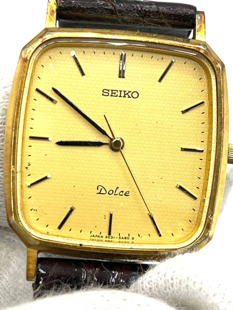 【電池切れ】SEIKO セイコー 5E31-5A80 DOLCE ドルチェ クォーツ腕時計 ゴールド文字盤の画像1