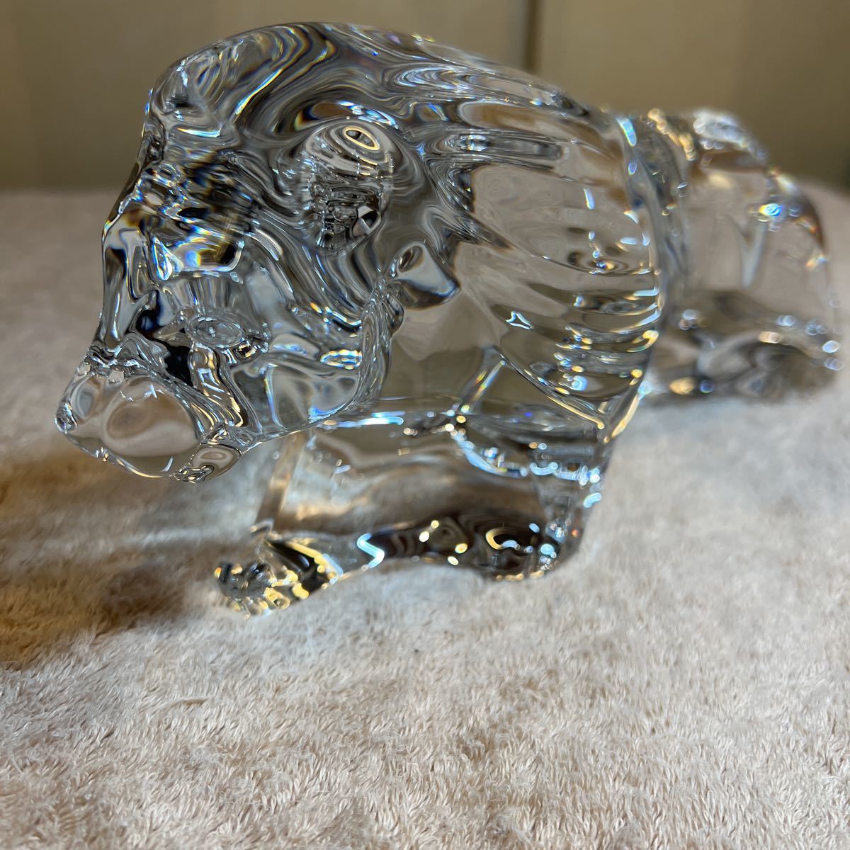 バカラ 26.5cm 2.1kg 大型 ライオン 獅子 置物 クリスタルガラス製-