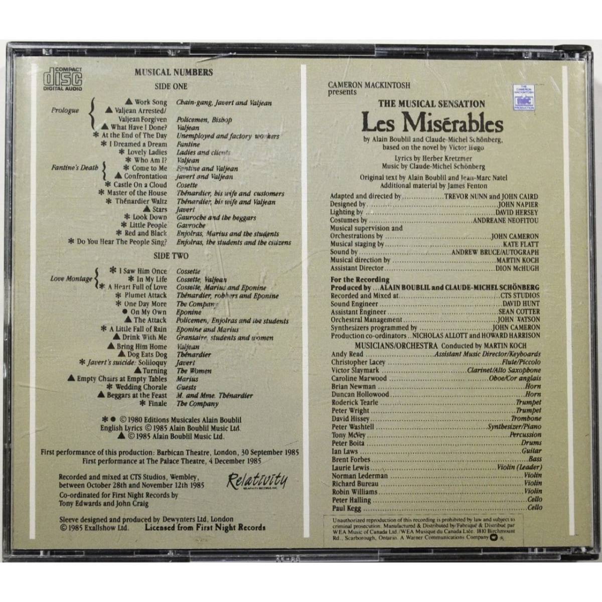 【2CD】レ・ミゼラブル オリジナル・ロンドン・キャスト盤 ◇ Les Miserables Original London Cast Recording ◇ _画像6