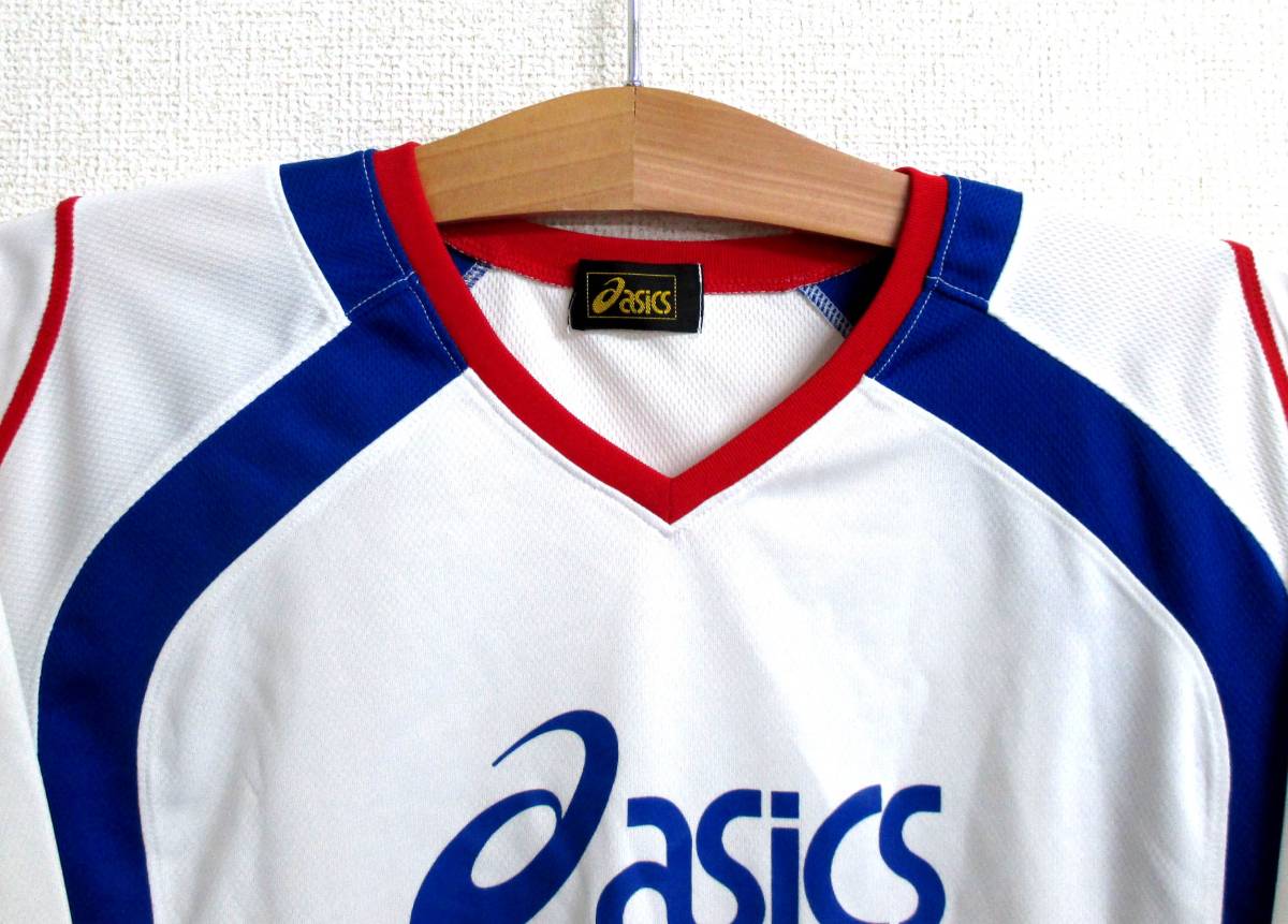 美品 asics/アシックス 子供用 ドライ トレーニングウェア ロングスリーブ プラクティスTシャツ 150 白_画像3