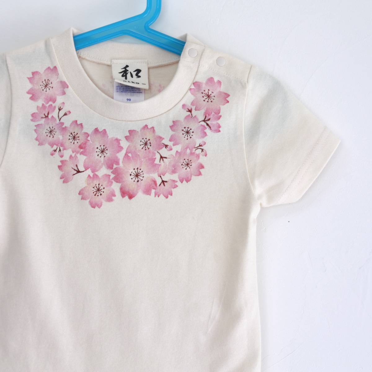  child clothes Kids T-shirt 140 size natural corsage Sakura pattern T-shirt hand made hand .. T-shirt peace pattern spring present 