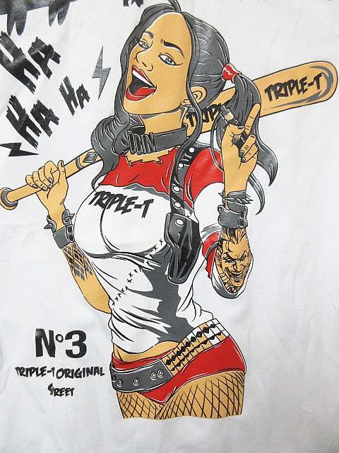 【送料無料】【新品】TRIPPLE T トリプルT 半袖Tシャツ ガールプリント HIP-HOP ギャングスタイル 白 Mサイズ ■L17982-180315-40-3_画像2