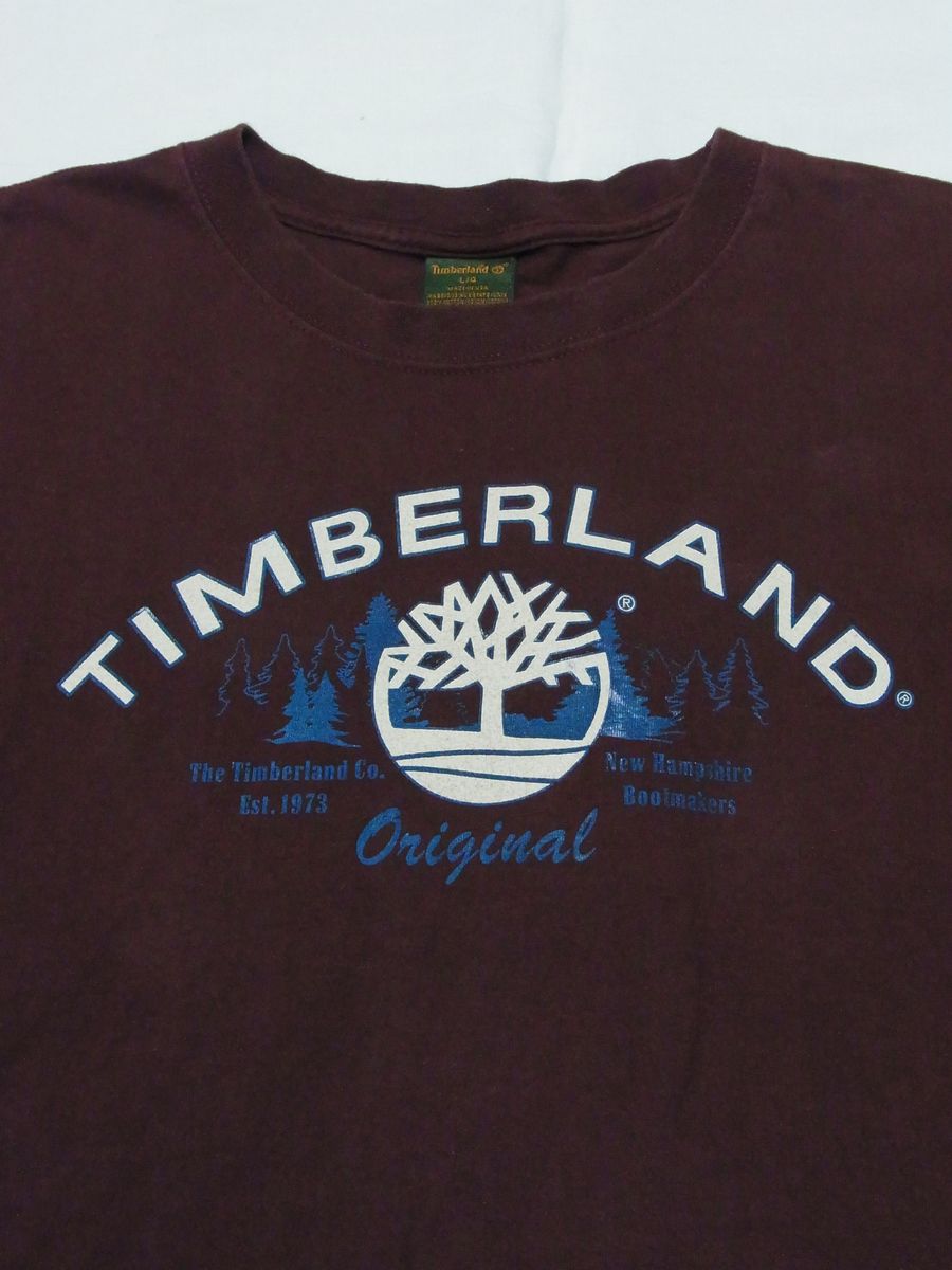 * 90s USA производства Timberland Timberland футболка с длинным рукавом sizeL темно-красный * б/у одежда long T OLD Vintage уличный GO OUT