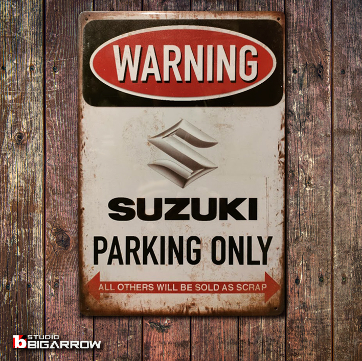 ブリキ看板 20×30㎝ SUZUKI PARKING ONLY スズキ ガレージ スチール アンティーク アメリカンインテリア 世田谷ベース 新品 ブリキ看板 HONDA ホンダ ガレージ アンティーク アメリカン
