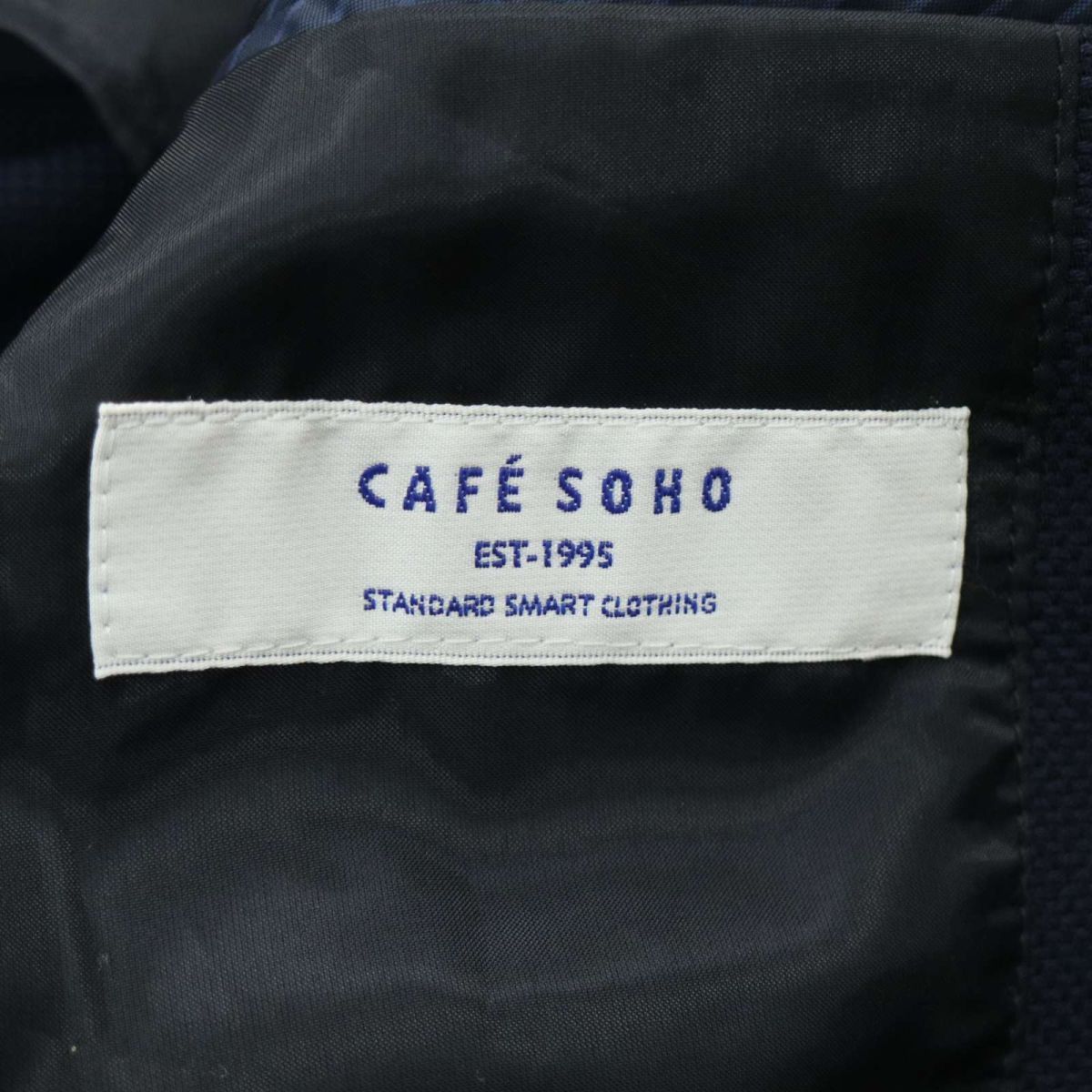 CAFE SOHO カフェソーホー 春夏 背抜き★ ストレッチ アンコン テーラード ジャケット Sz.102 Y5　メンズ ネイビー ビジカジ　A3T01777_2#M_画像6