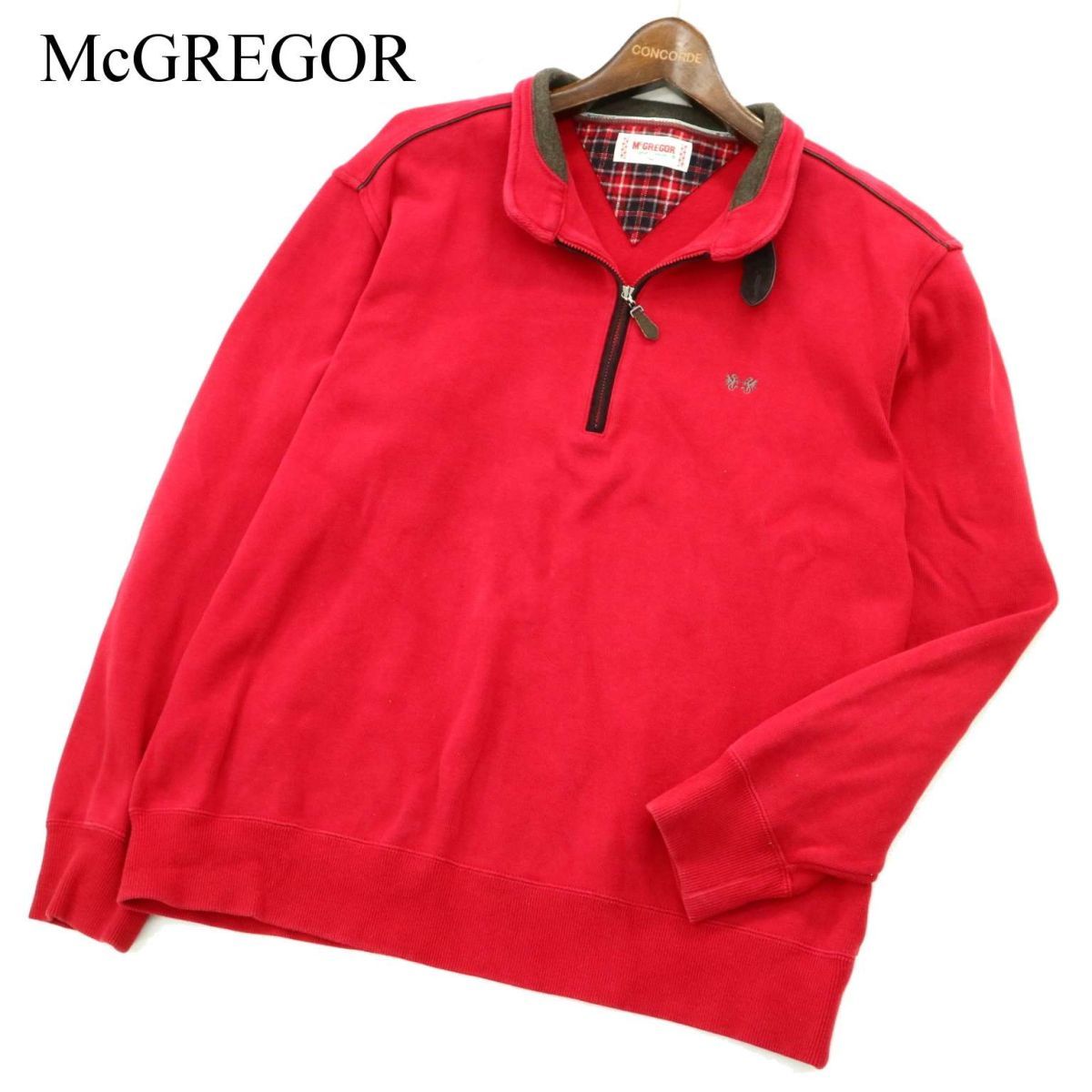McGREGOR マクレガー 通年 ロゴ刺繍★ ハーフジップ トレーナー Sz.LL　メンズ 大きいサイズ 赤　A3T02131_3#F_画像1