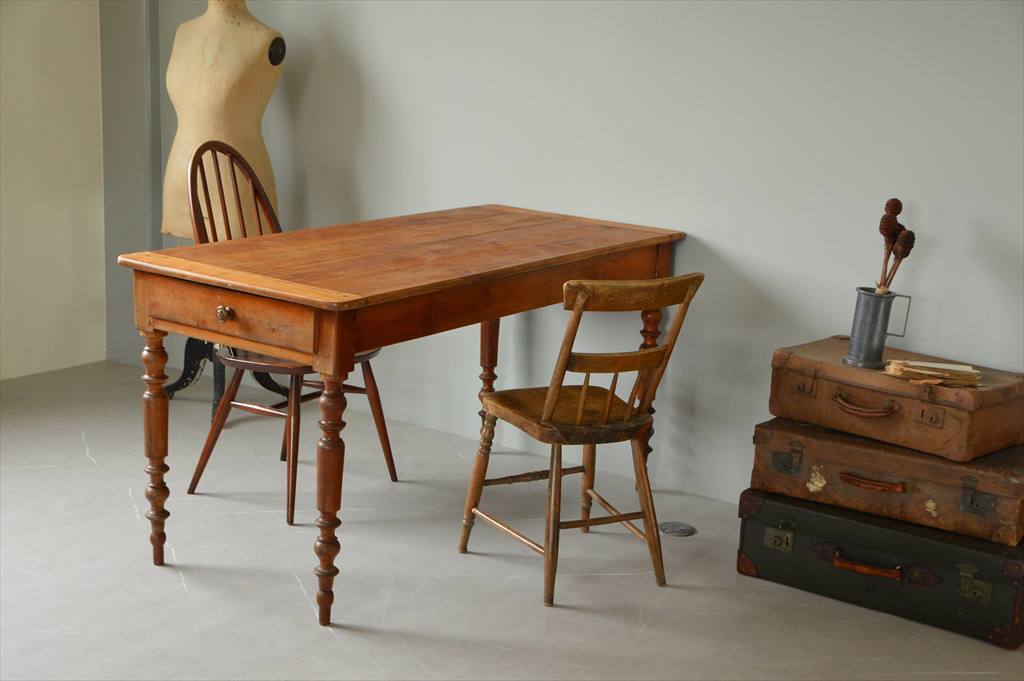  France antique * old tree dining table A/ wooden desk / working bench / display shelf / desk / dining table / stand for flower vase / store furniture / display pcs / French Vintage furniture 