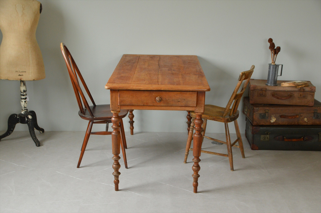  France antique * old tree dining table A/ wooden desk / working bench / display shelf / desk / dining table / stand for flower vase / store furniture / display pcs / French Vintage furniture 