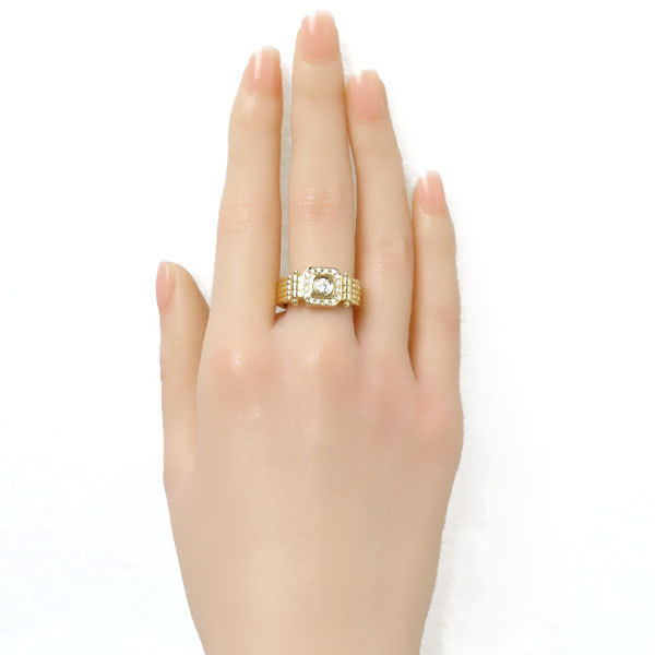 K18YG イエローゴールド リング・指輪 ダイヤモンド0.35ct 17号 12.4g メンズ  美品 - 5