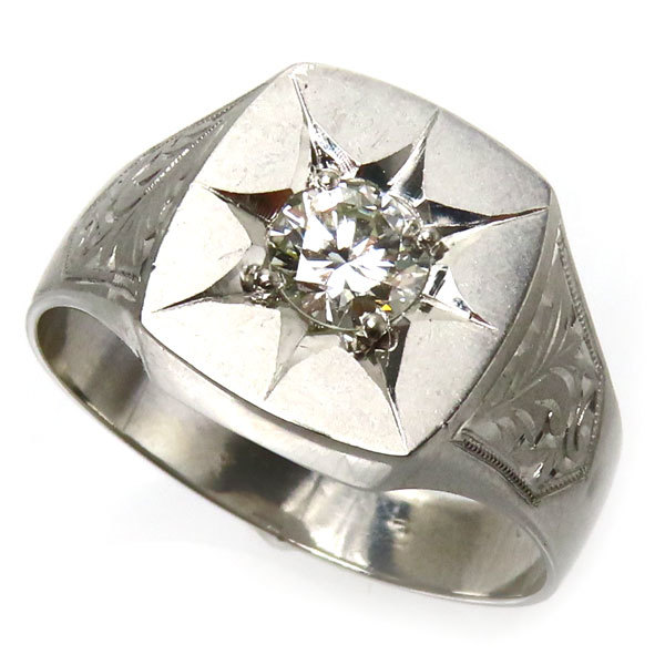 激安挑戦!! ダイヤモンド0.68ct リング・指輪 印台 Pt900プラチナ 18.7g 中古 メンズ 27号 プラチナ