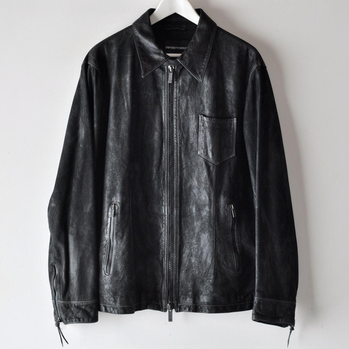 希少美品 EMPORIO ARMANI エレファントレザー シングル ライダース ...