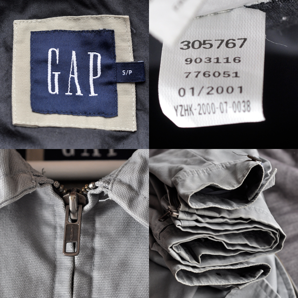 00s OLD GAP コットンダック ワーク ジャケット ブルゾン グレー ジップアップ / ヴィンテージ USA アメカジ カーハート Carhartt_画像9