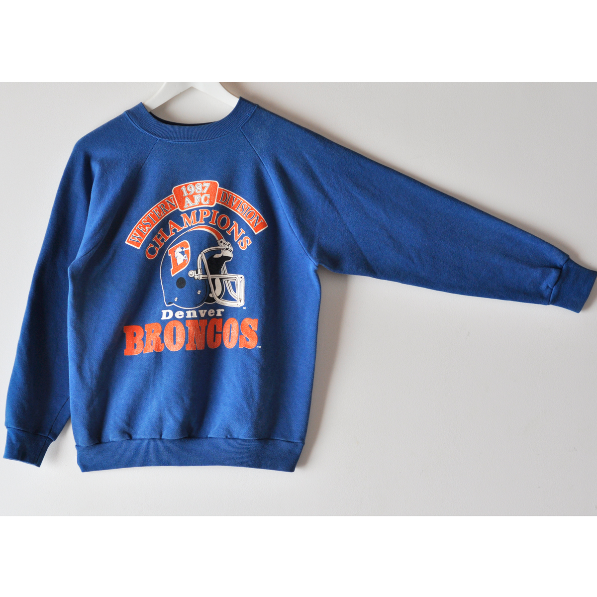 80s Denver Broncos NFL スウェット M ブルー TRENCH USA製 ラグラン / ヴィンテージ USA アメカジ アメフト_画像10