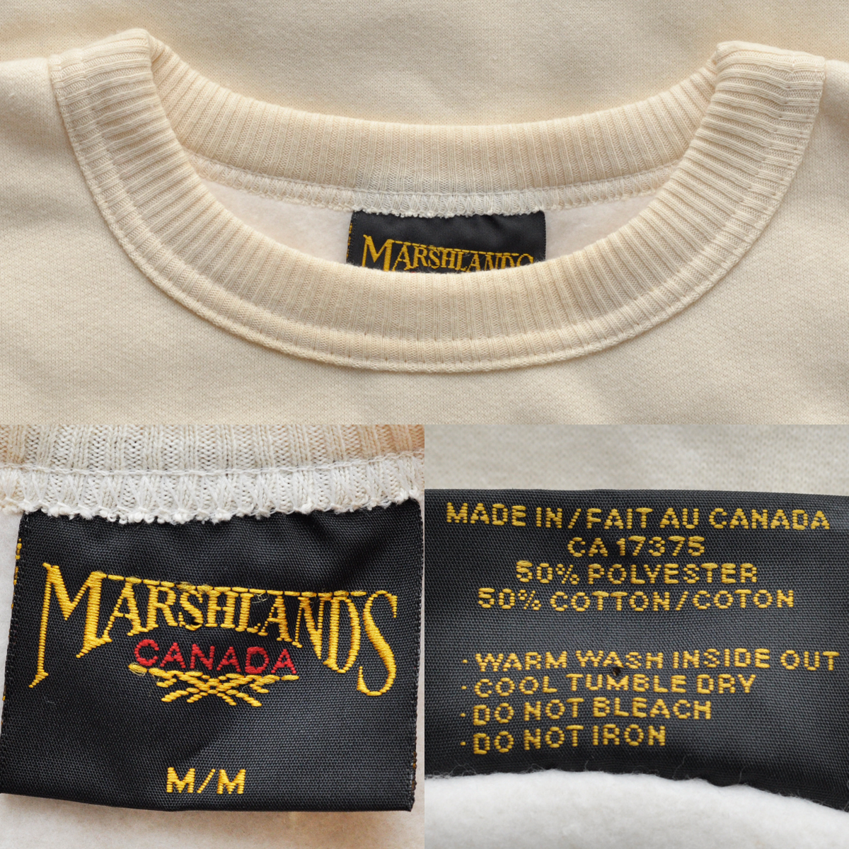 未使用 90s CANADIAN ROCKIES 刺繍 スウェット オフホワイト M カナダ製 動物柄 ヘラジカ スーベニア / ヴィンテージ 80s USA アメカジ_画像9