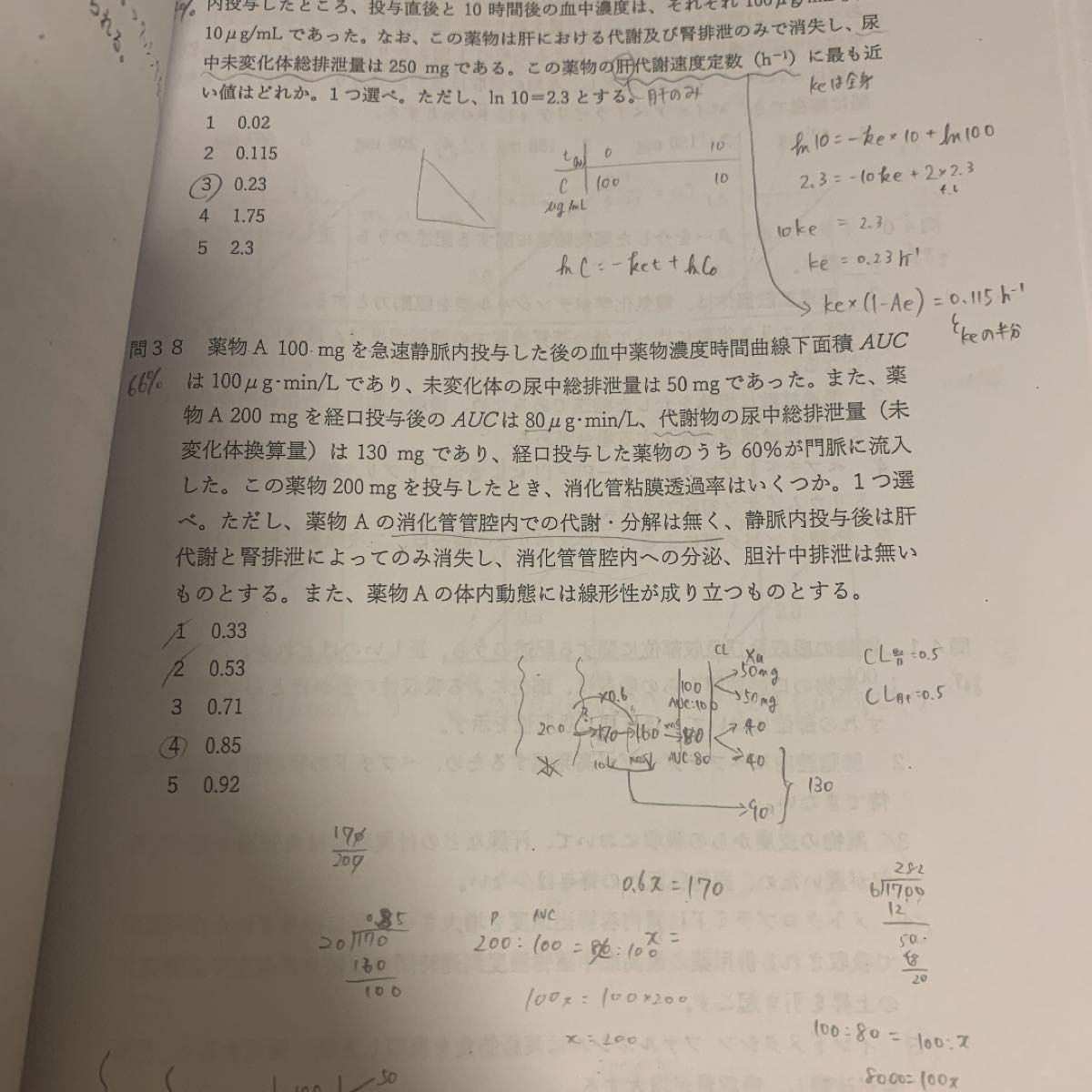 第108回薬剤師国家試験対策 薬ゼミ 薬学ゼミナール 全日制 9月コース 半年コース 月間復習テスト 問題用紙＋解答解説