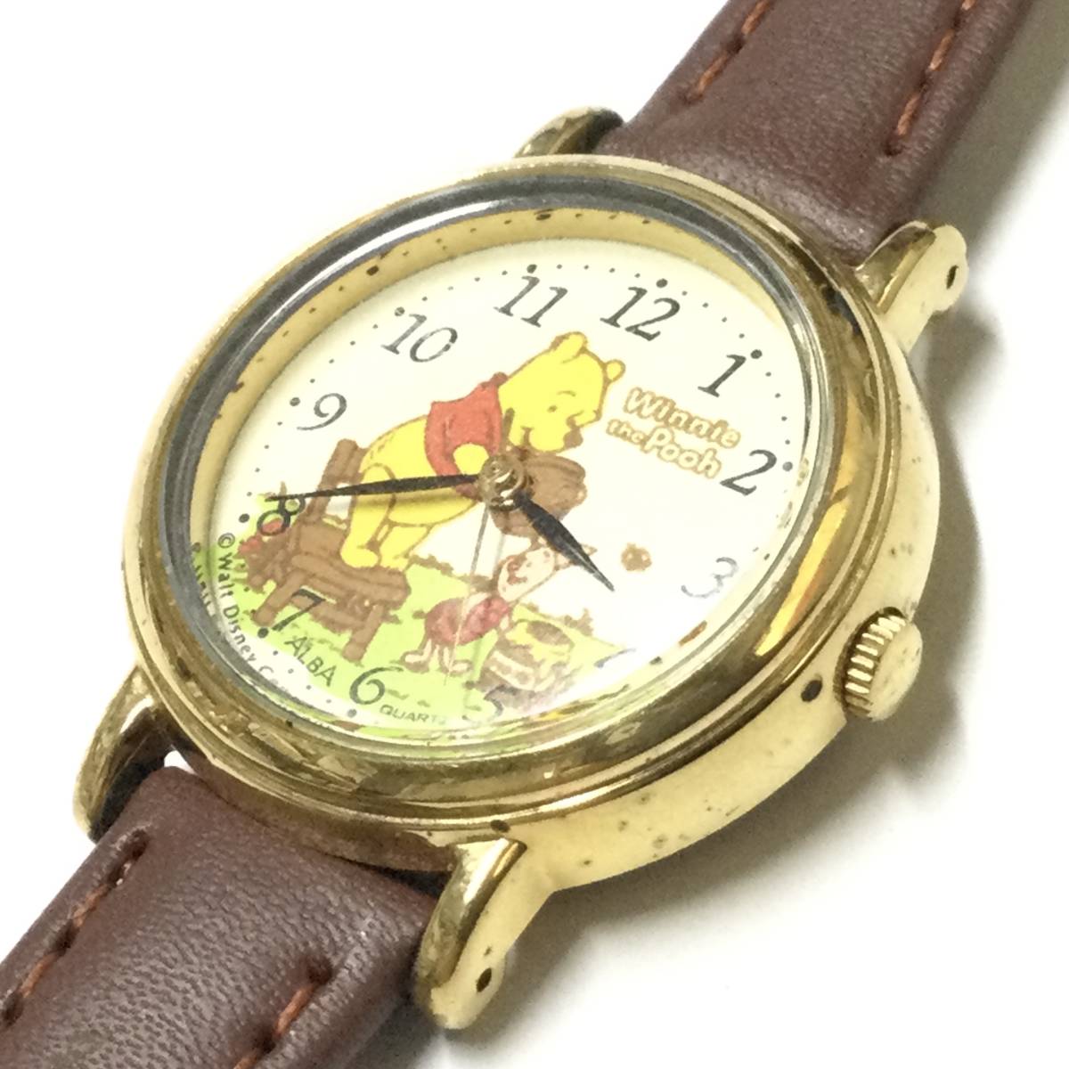 [ retro * Vintage, battery & Belt have been exchanged. ] Seiko Alba SEIKO ALBA Disney Winnie The Pooh wristwatch 