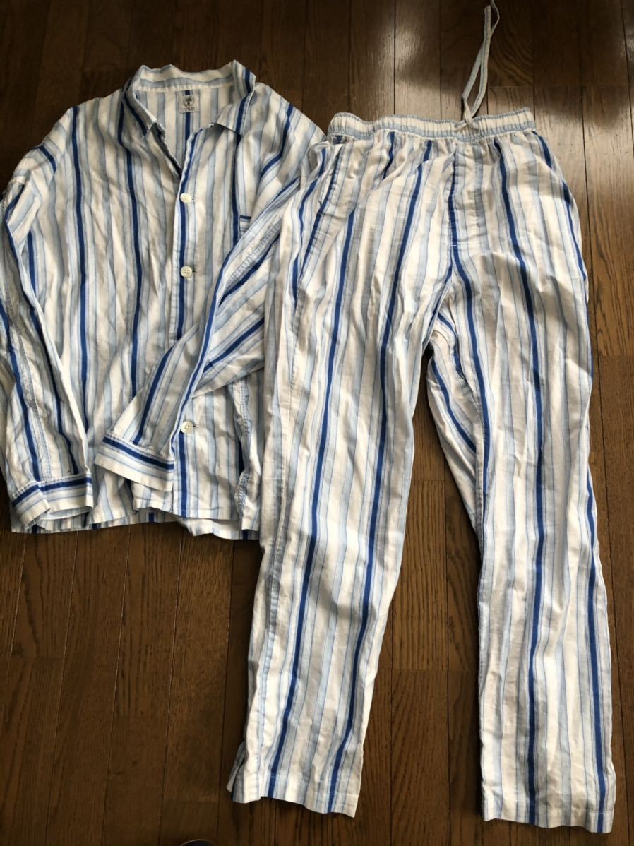 セントマイケル カートコバーン　60s ビンテージ パジャマシャツ　パンツ　セットアップ　ナンバーナインタイプ　シルク　ブルーストライプ_画像6
