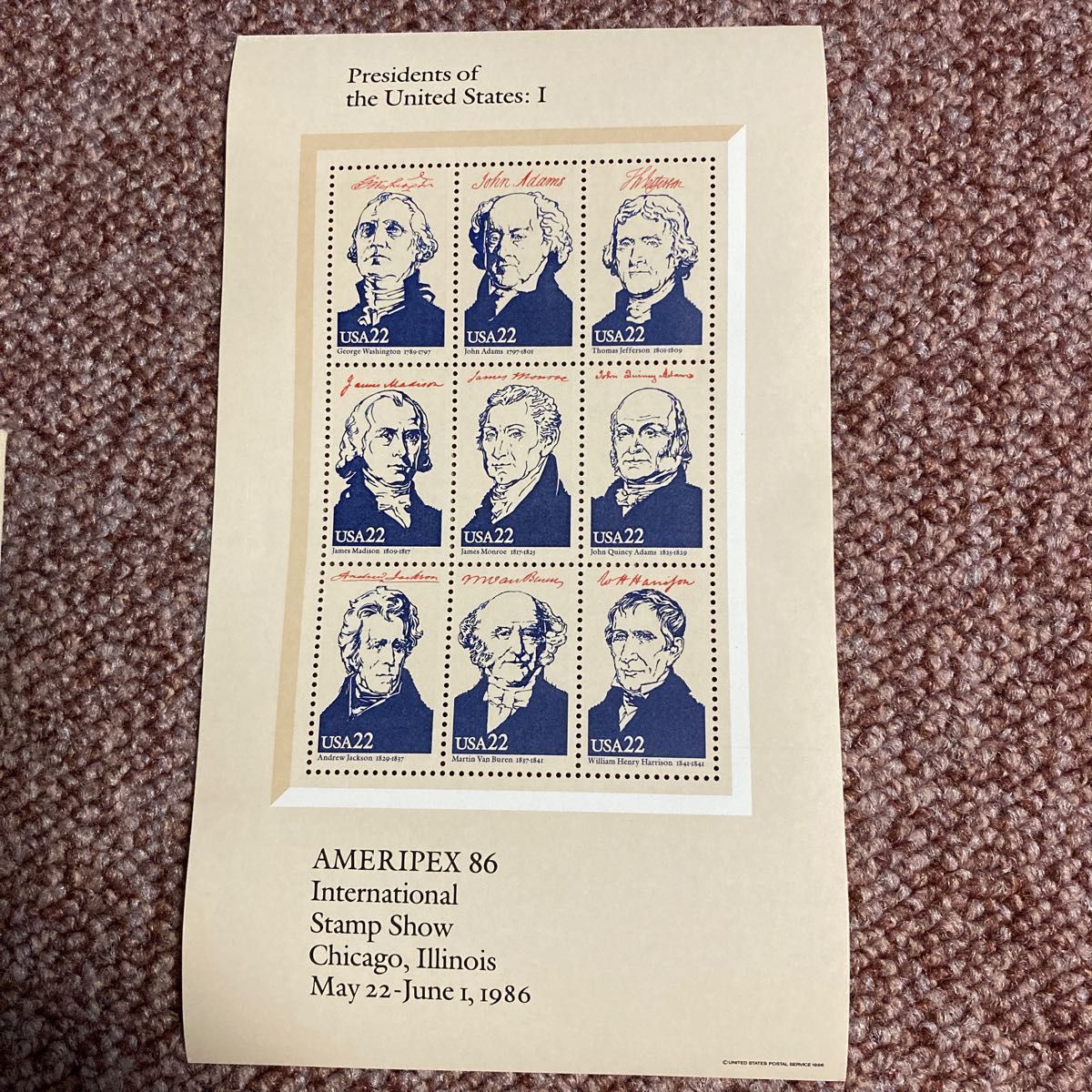 アメリカ 22c 切手USA 歴代大統領 シート 
