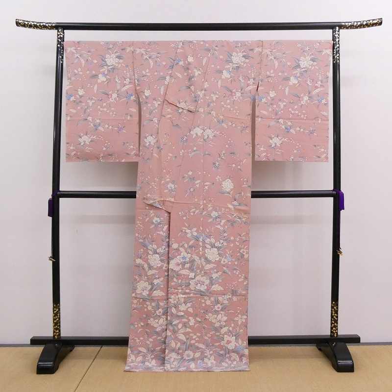 2303A-2070○関着 附下訪問着 花柄 未仕立て 新品 絵羽 (梱包サイズ