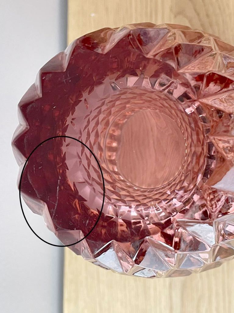UN8】HOYA GLASS ホヤクリスタル フラワーベース 花瓶 花器 花入 クリスタルカット ホヤ クリスタルガラス _画像8