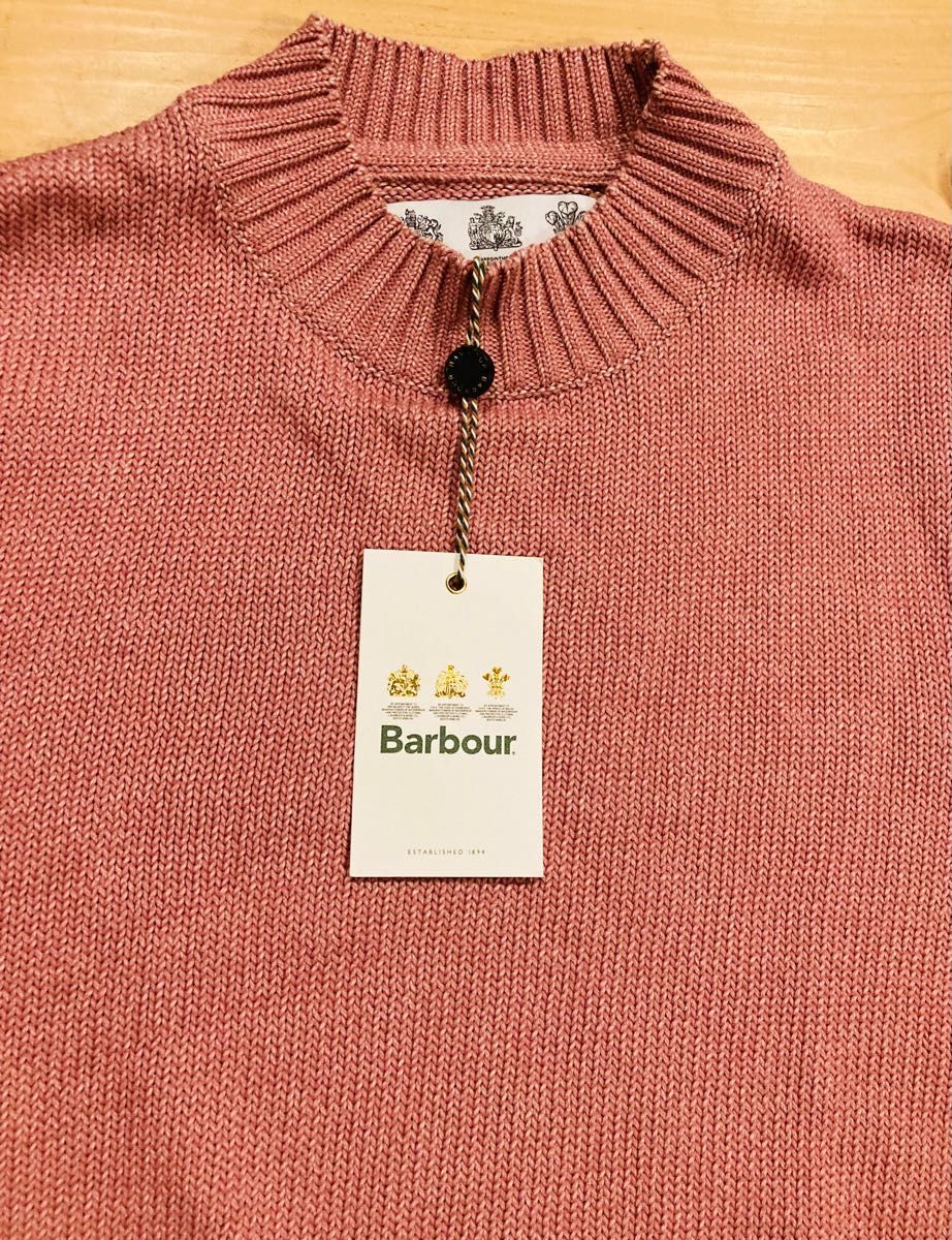 Barbour ニット 春 セーター 新品 ピンク M クルーネック Rothay バブアー