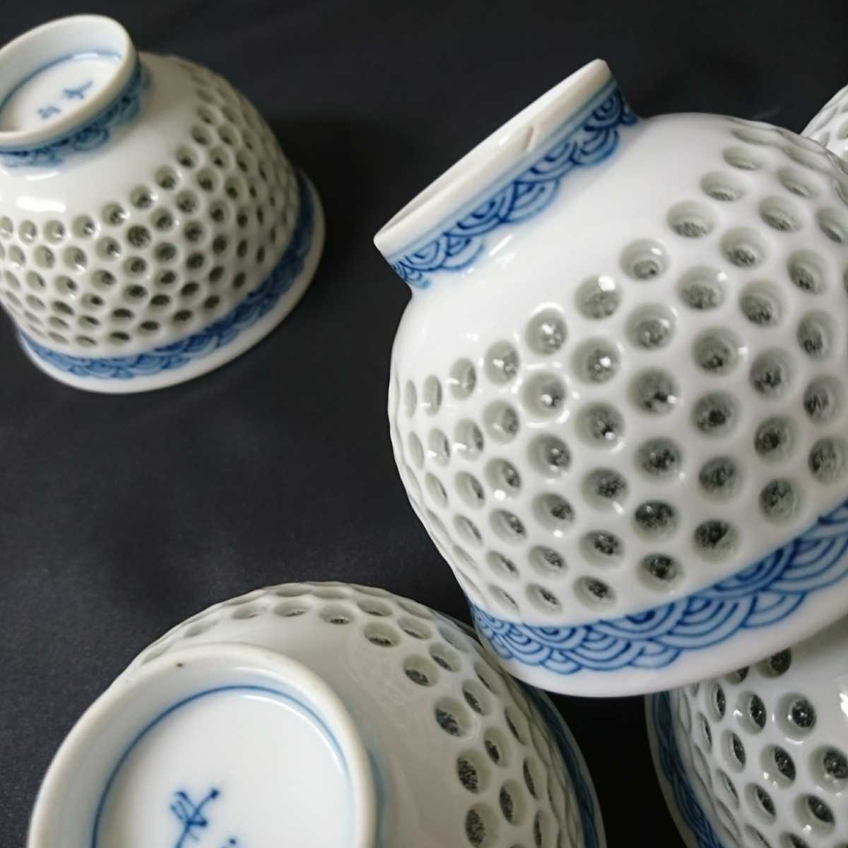 未使用保管品 波佐見焼 丹心窯 仙茶 湯呑み5個 元箱なし-
