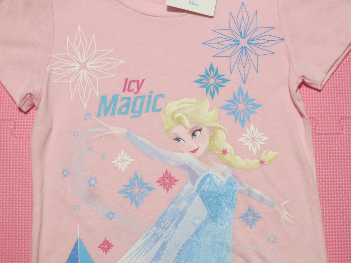 新品 130 アナと雪の女王 半袖Tシャツ ピンク 雪の結晶柄 ディズニープリンセス エルサ 子供 小学生 女の子 夏物 120cm～ 双子 送料無料