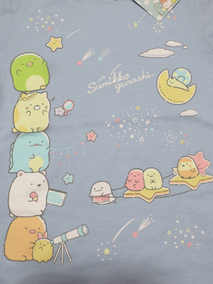 新品 120 すみっコぐらし 半袖Tシャツ 青 星空さんぽ しろくま とかげ ねこ ぺんぎん? とんかつ みにっコ 女の子 夏物 110cm～ 送料無料_画像2