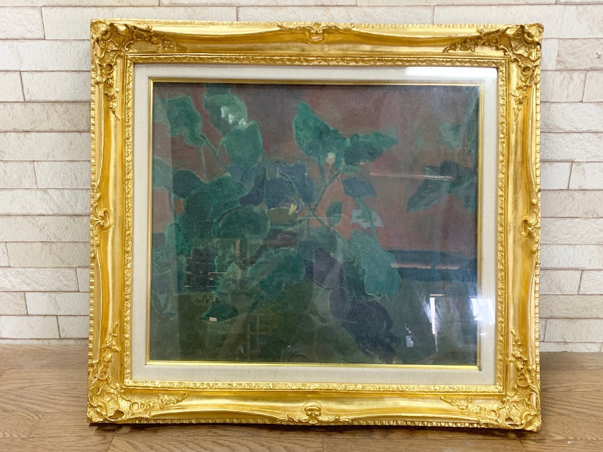  Showa era. abstract painting house .. dragon man three . purple [..] genuine work oil painting oil painting autograph have picture 10 number work of art art interior picture frame amount attaching picture amount size 71×63