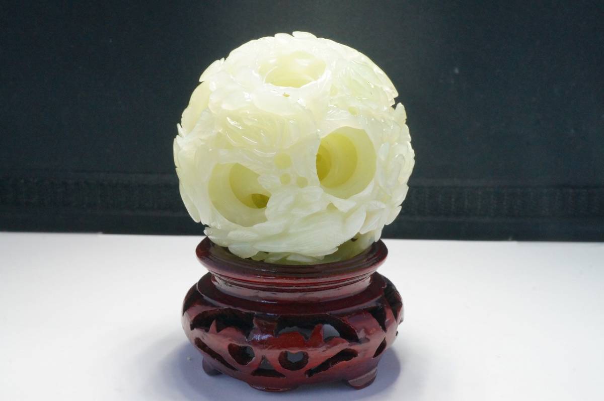 30年前の未使用在庫!【天然サーペンチン唐木細工軟玉天球6層】708ct