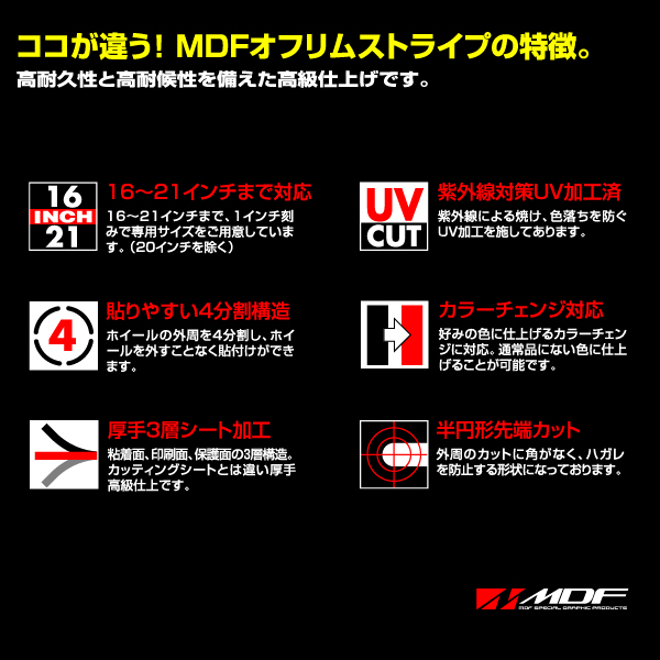 【エムディーエフ オフィシャル】MDF オフリムストライプ KDX 125 200 220 250 SR