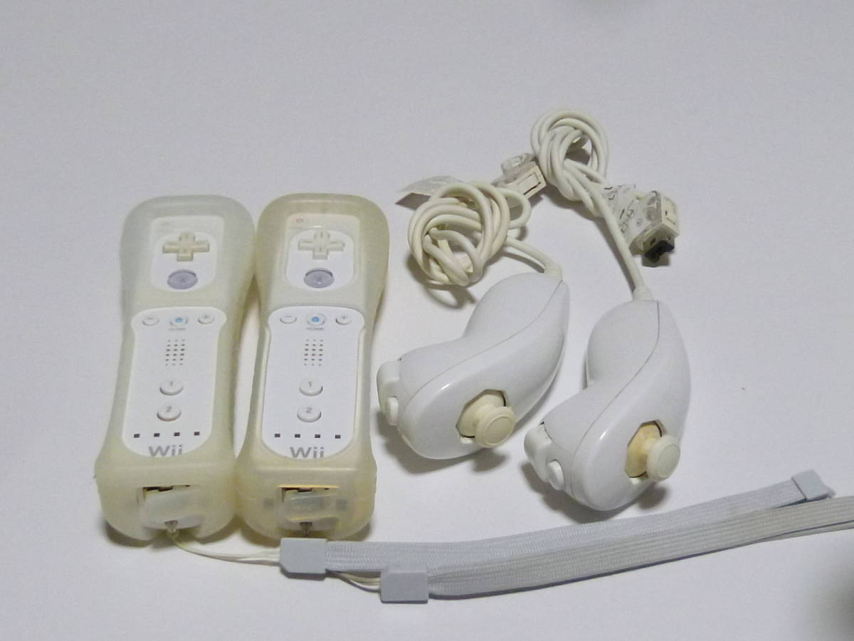 RSJN62【送料無料 即日発送 動作確認済】Wii リモコン ヌンチャク 2個セット ストラップ 任天堂 純正 RVL-003 白 ホワイト 