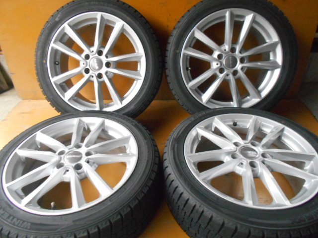 M286 MAKアルミ ダンロップ WINTERMAXX WM02 イボ有 225/45R17 4本セット バリ山 7.5J +47.5 112 ベンツ アウディ VW等_画像1