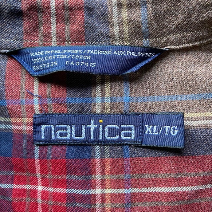 ビッグサイズ 90年代 NAUTICA ノーティカ ワンポイントロゴ 刺繍 長袖 チェックシャツ メンズ2XL相当_画像9