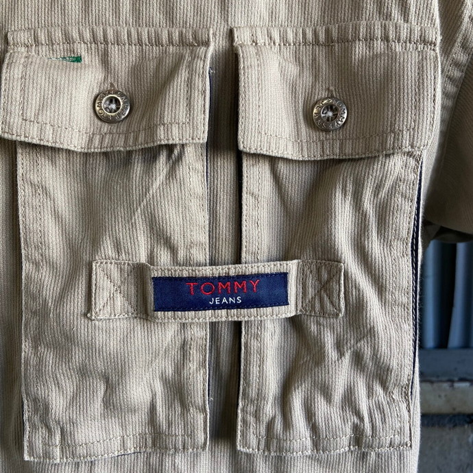 90年代 TOMMY JEANS TOMMY HILFIGER トミーヒルフィガー 立体ポケット 長袖 コットンシャツ メンズXL相当 の画像4