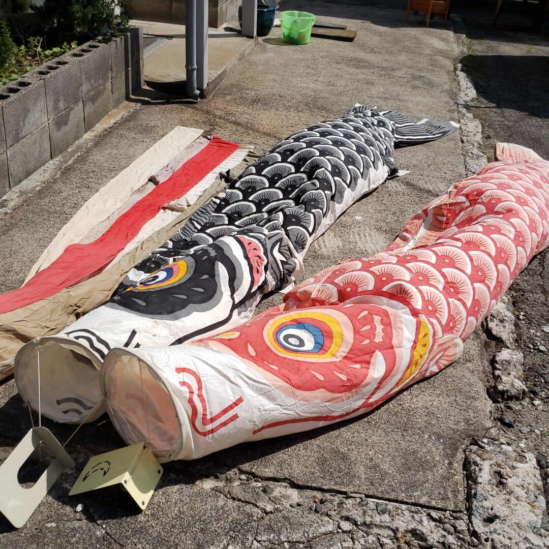 古いこいのぼり 綿 木綿 鯉のぼり 全長348cm アンティーク 古いこいのぼり 綿 木綿 鯉のぼり 全長348cm アンティーク