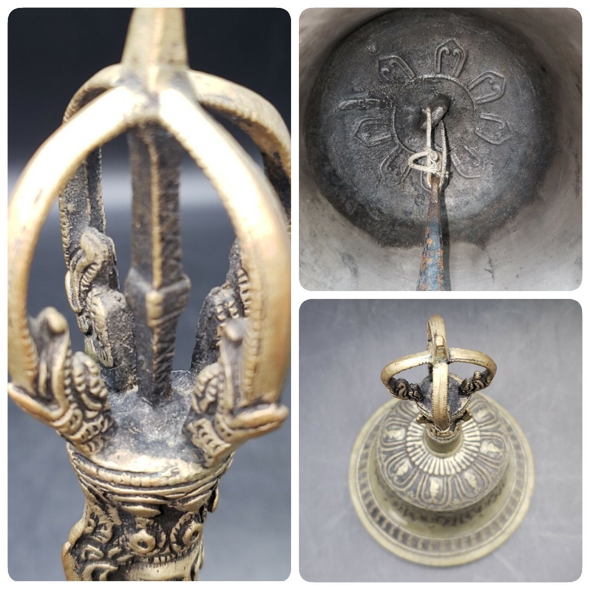金剛鈴 仏具 真鍮製 ? 高さ約22cm ガンダー 寺院 密教法具 鈴 金剛鈴 仏具 真鍮製 ? 高さ約22cm ガンダー 寺院 密教法具 鈴