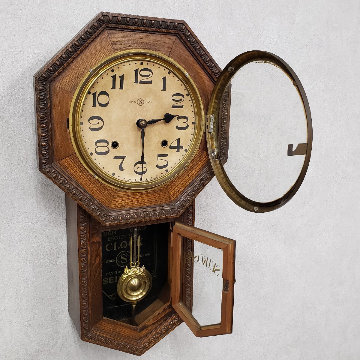 アンティーク 精工舎 八角時計 ボンボン時計 稼働品 レトロ 古時計