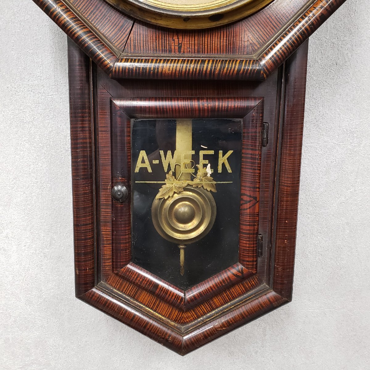 A-WEEK 八角時計 ジャンク品 ゼンマイ式時計 掛け時計 柱時計 古 A-WEEK 八角時計 ジャンク品 ゼンマイ式時計 掛け時計 柱時計 古