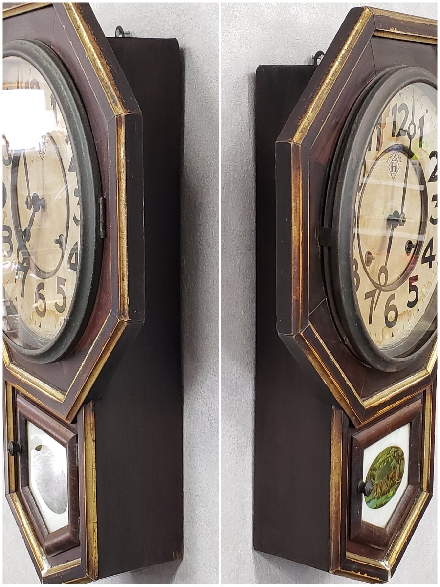 ボンボン振り子時計 ※ジャンク 八角振り子時計 日本製? 当時物 レトロ コレクション 飾り物 柱時計 小道具【120t2431】 