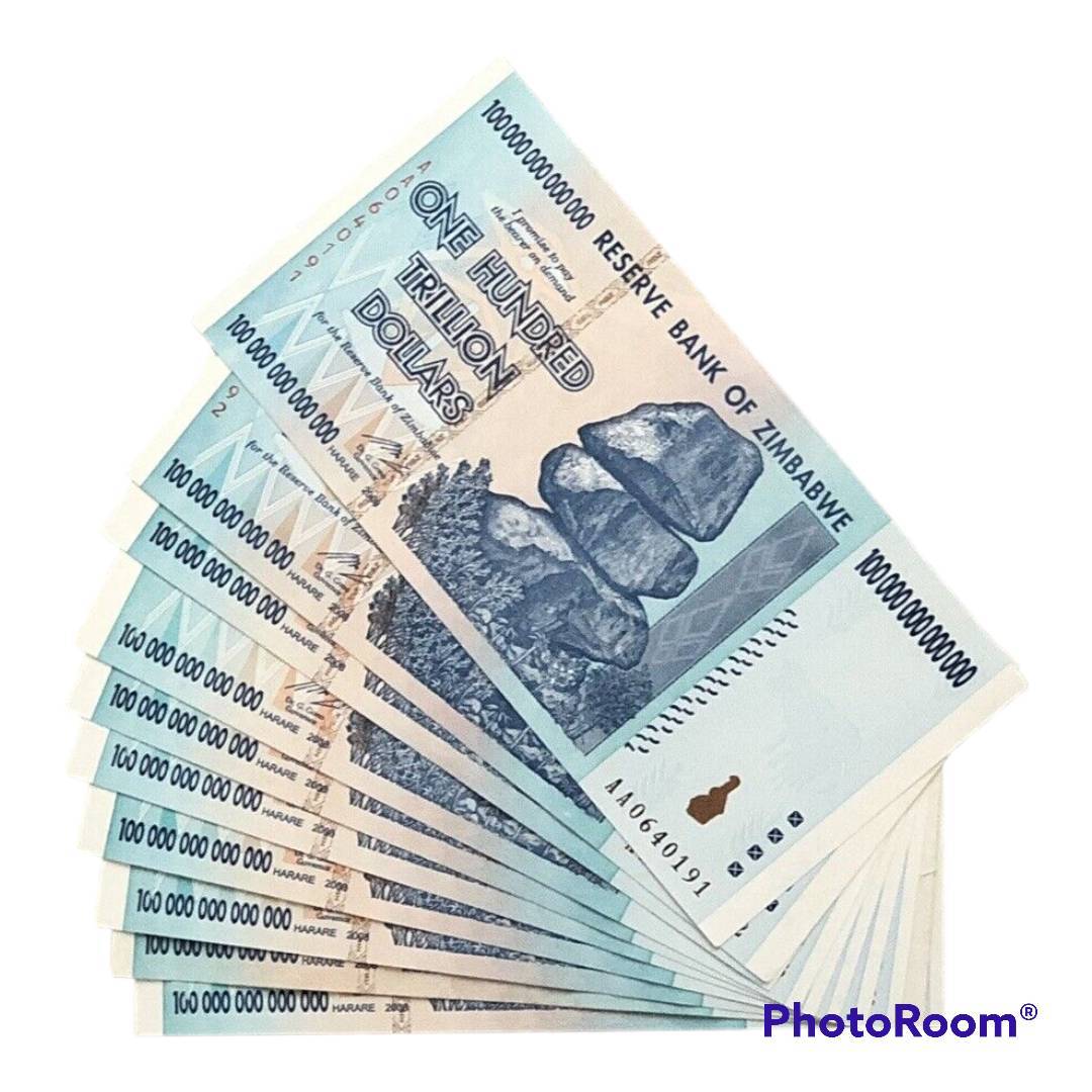 【鑑定書付き・ジンバブエ100】貴重なジンバブエ100ドル紙幣　新品未使用　1枚