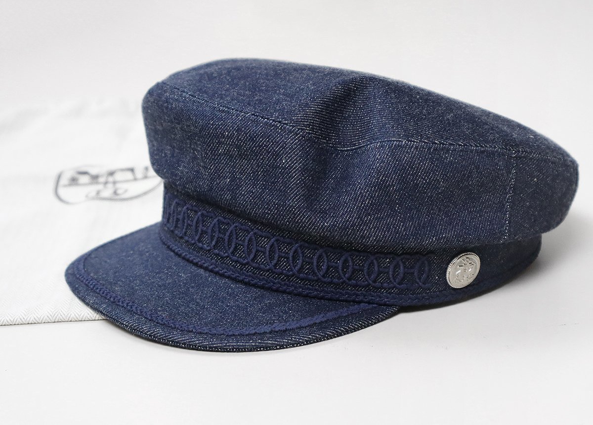 HERMES ◆ カブール Hリフト デニム キャスケット インディゴ 58サイズ (保存袋付き) キャップ 帽子 エルメス ◆D-3