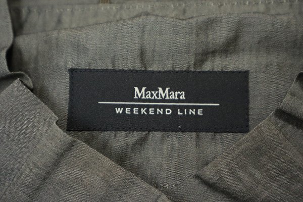 Max Mara WEEKEND LINE ◆ フリル ジャケット ブラウングレー サイズ36 リネンブレンド 薄手 マックスマーラ ◆WX10_画像9