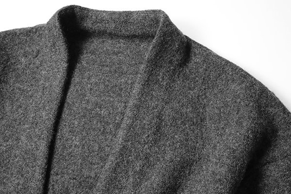 未使用 Phlannel ◆wool loop yarn collarless cardigan jacket カーディガン ジャケット チャコール 3 (下げ札付) フランネル ◆ZX17_画像4